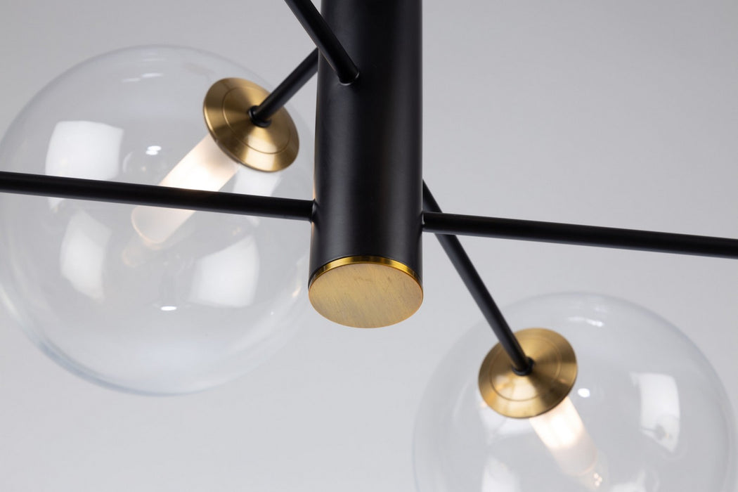 Artcraft AC11766VB Six Light Chandelier, Matte Black & Brass