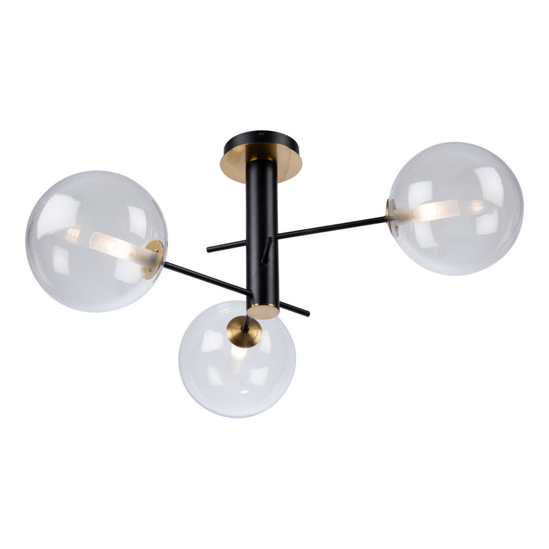 Artcraft AC11763VB Three Light Semi-Flush Mount, Matte Black & Brass