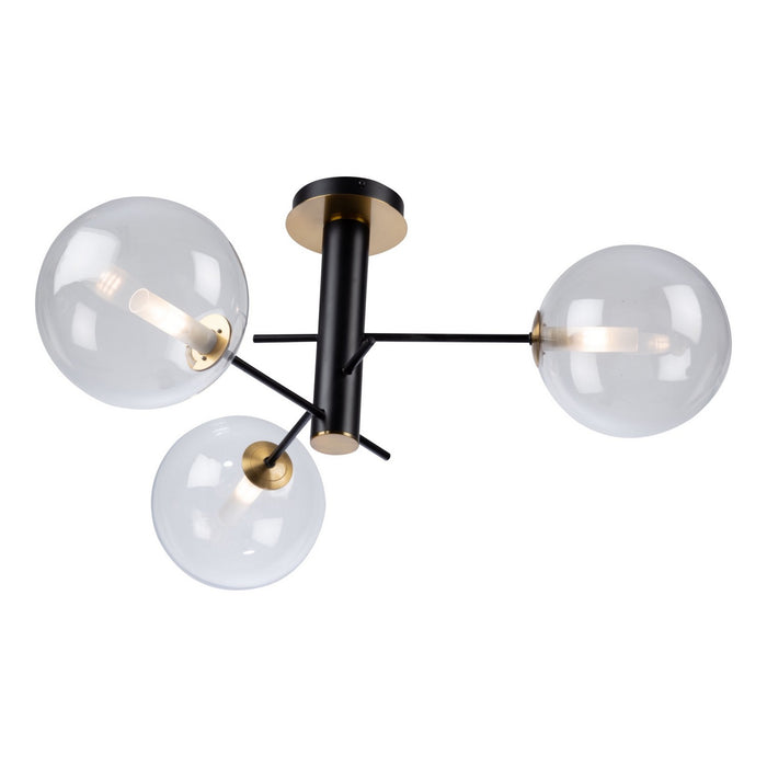 Artcraft AC11763VB Three Light Semi-Flush Mount, Matte Black & Brass
