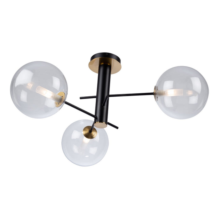 Artcraft AC11763VB Three Light Semi-Flush Mount, Matte Black & Brass