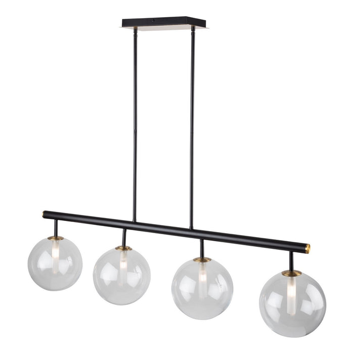 Artcraft AC11764VB Four Light Island Pendant, Matte Black & Brass