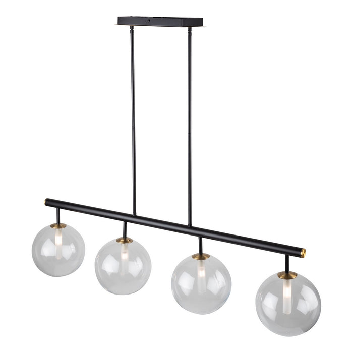 Artcraft AC11764VB Four Light Island Pendant, Matte Black & Brass