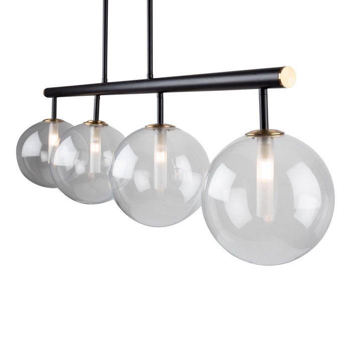 Artcraft AC11764VB Four Light Island Pendant, Matte Black & Brass