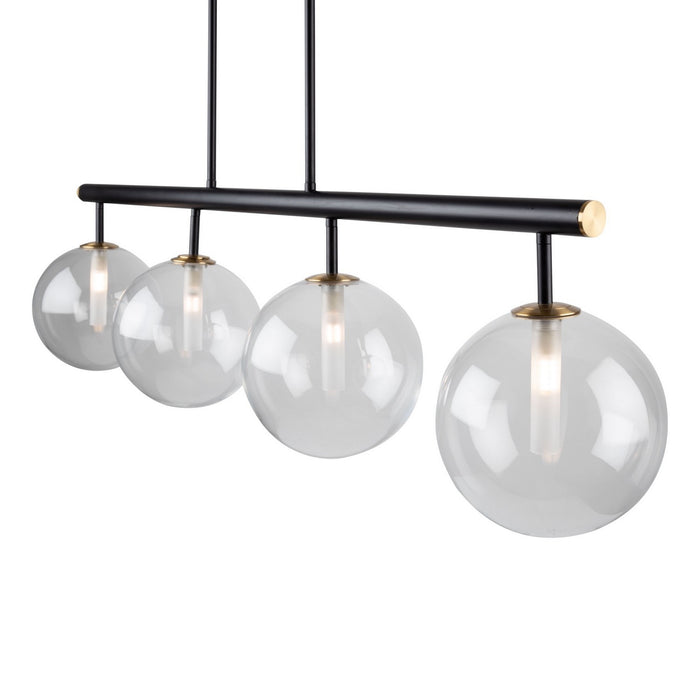 Artcraft AC11764VB Four Light Island Pendant, Matte Black & Brass
