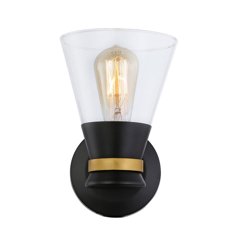 Artcraft AC11801BB One Light Wall Sconce, Black & Brushed Brass