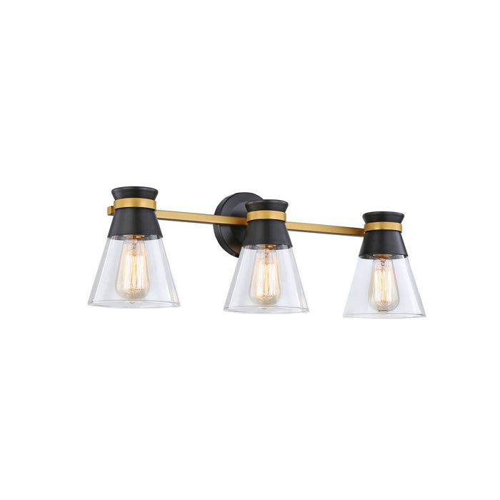 Artcraft AC11803BB Three Light Vanity, Black & Brushed Brass