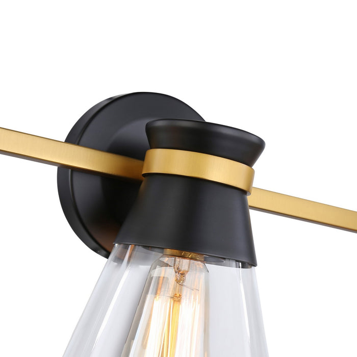 Artcraft AC11803BB Three Light Vanity, Black & Brushed Brass