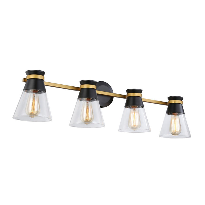 Artcraft AC11804BB Four Light Vanity, Black & Brushed Brass