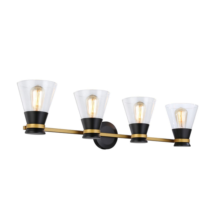 Artcraft AC11804BB Four Light Vanity, Black & Brushed Brass