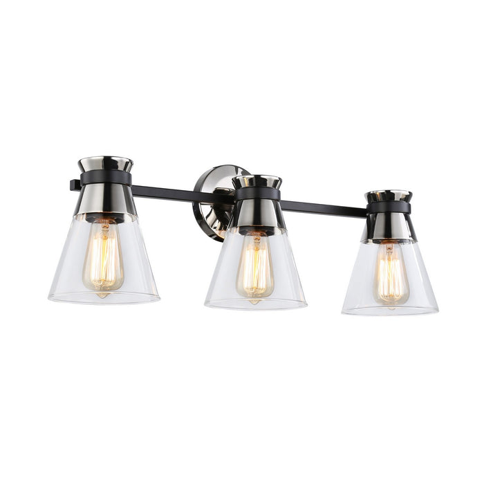 Artcraft AC11803NB Three Light Vanity, Black & Brushed Nickel
