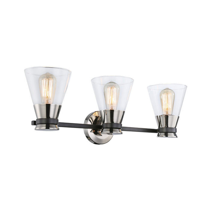 Artcraft AC11803NB Three Light Vanity, Black & Brushed Nickel