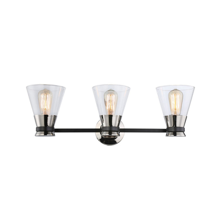 Artcraft AC11803NB Three Light Vanity, Black & Brushed Nickel