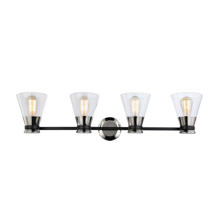 Artcraft AC11804NB Four Light Vanity, Black & Brushed Nickel