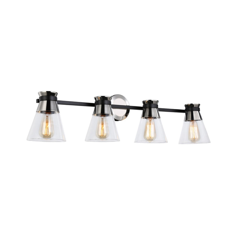 Artcraft AC11804NB Four Light Vanity, Black & Brushed Nickel
