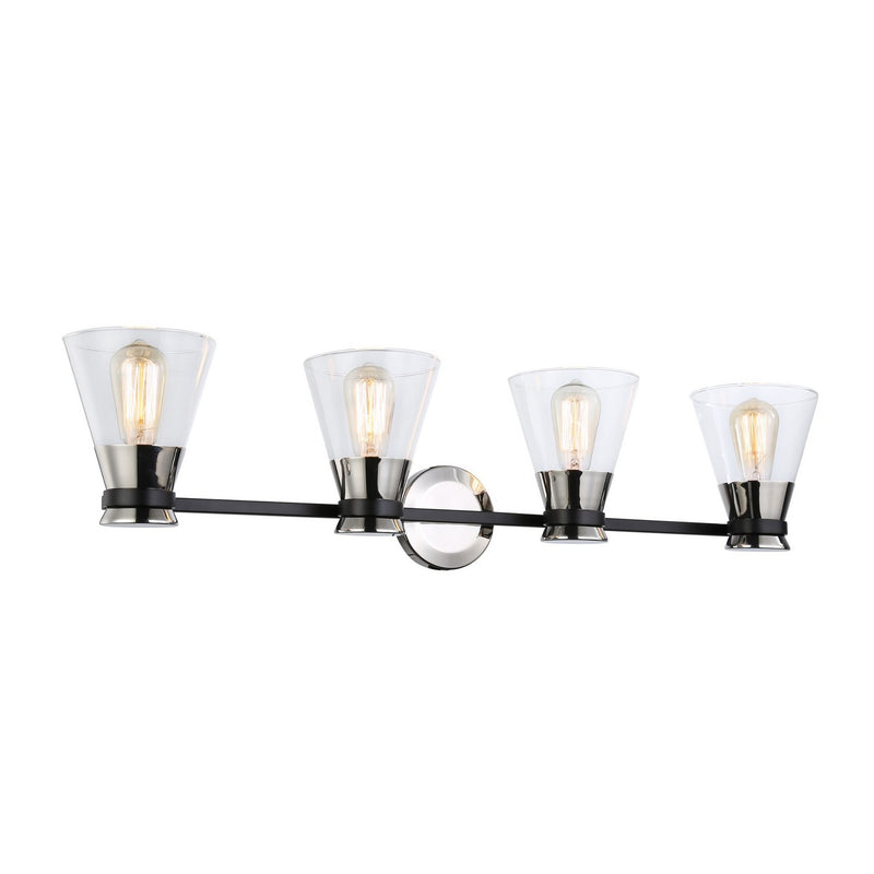 Artcraft AC11804NB Four Light Vanity, Black & Brushed Nickel