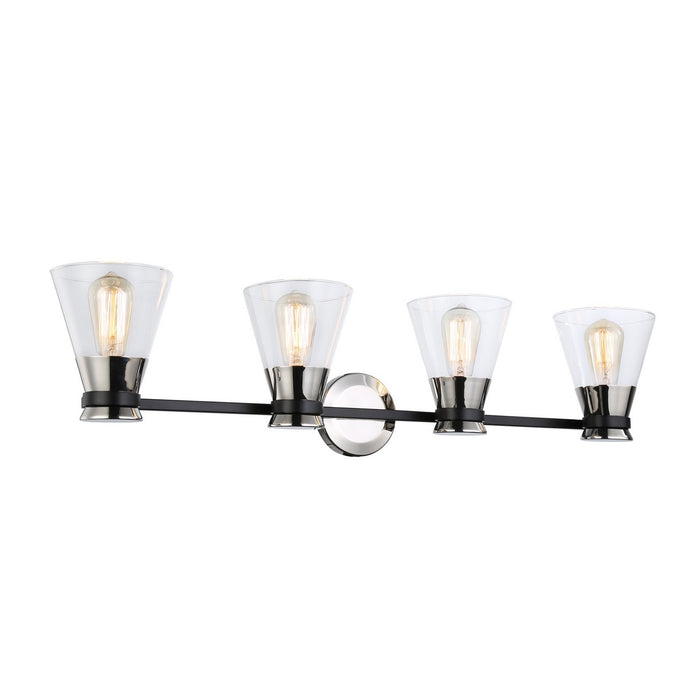 Artcraft AC11804NB Four Light Vanity, Black & Brushed Nickel