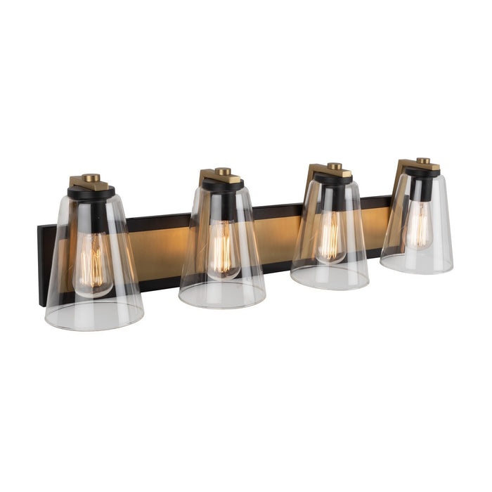 Artcraft AC11794BB Three Light Vanity, Black & Brass
