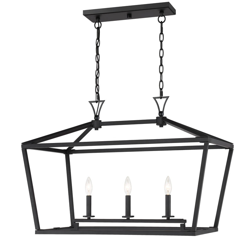 Savoy House 1-423-3-89 Three Light Linear Chandelier, Matte Black