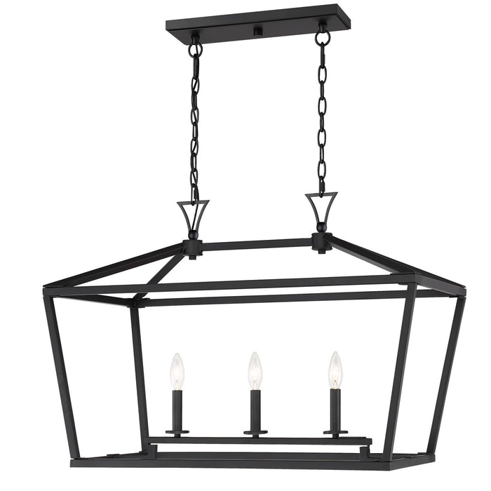 Savoy House 1-423-3-89 Three Light Linear Chandelier, Matte Black