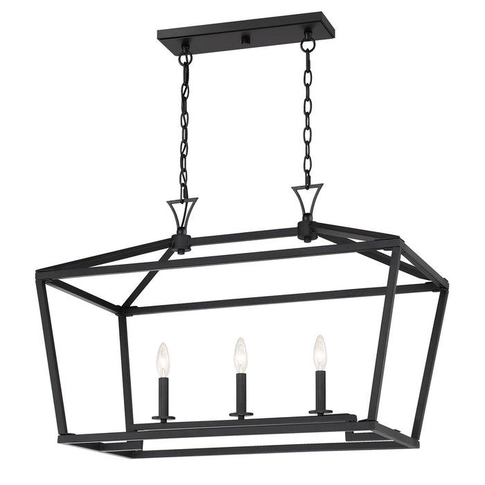 Savoy House 1-423-3-89 Three Light Linear Chandelier, Matte Black