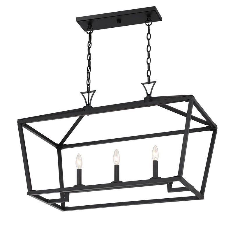 Savoy House 1-423-3-89 Three Light Linear Chandelier, Matte Black