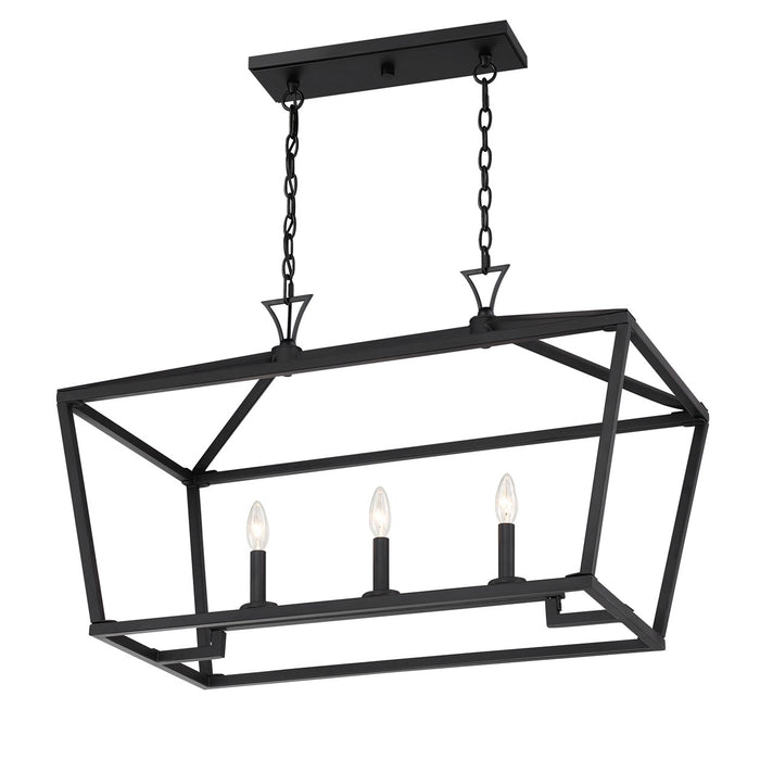 Savoy House 1-423-3-89 Three Light Linear Chandelier, Matte Black