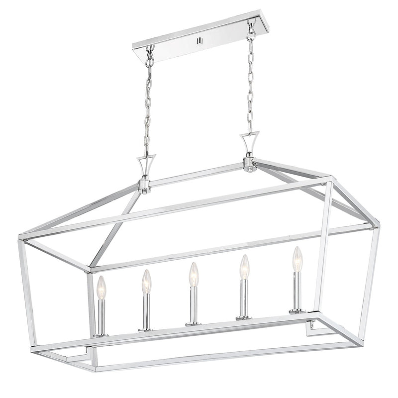 Savoy House 1-424-5-109 Five Light Linear Chandelier, Polished Nickel