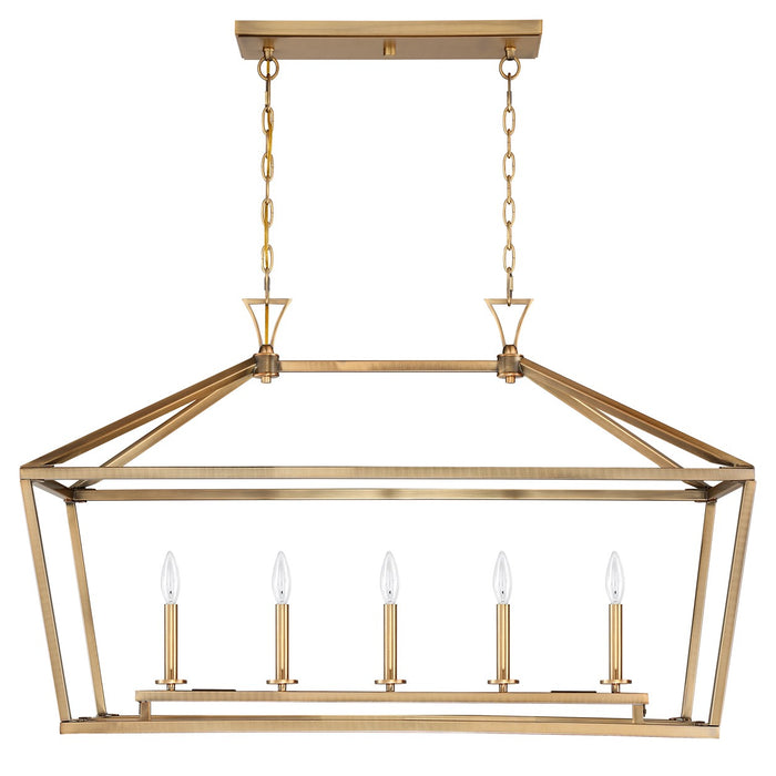 Savoy House 1-424-5-322 Five Light Linear Chandelier, Warm Brass