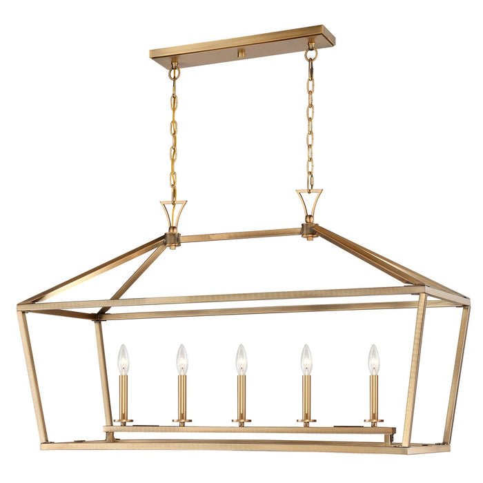 Savoy House 1-424-5-322 Five Light Linear Chandelier, Warm Brass