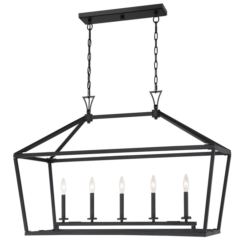 Savoy House 1-424-5-89 Five Light Linear Chandelier, Matte Black