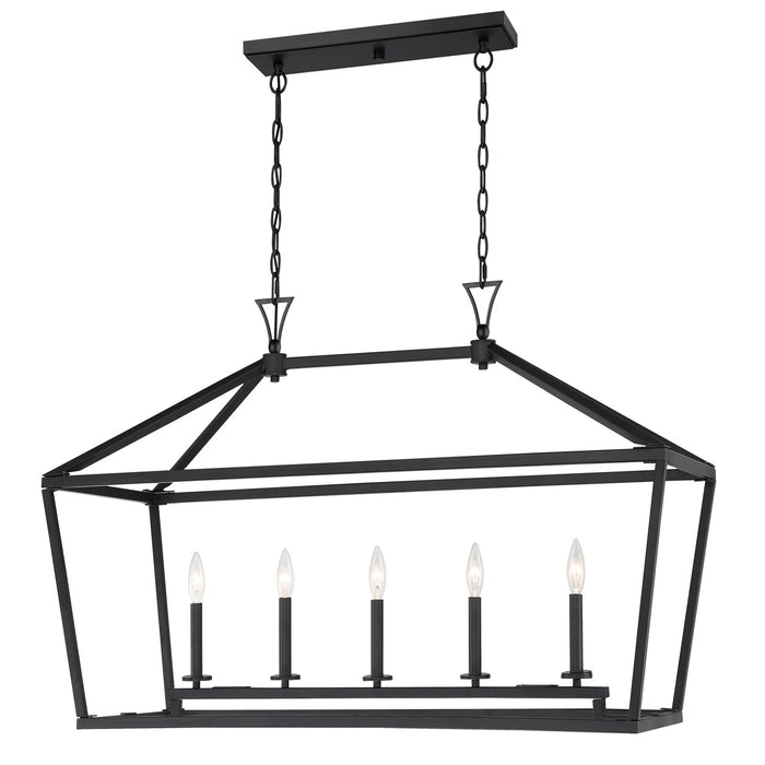 Savoy House 1-424-5-89 Five Light Linear Chandelier, Matte Black