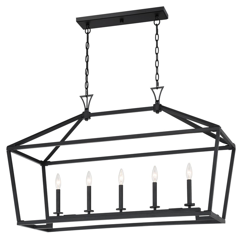 Savoy House 1-424-5-89 Five Light Linear Chandelier, Matte Black