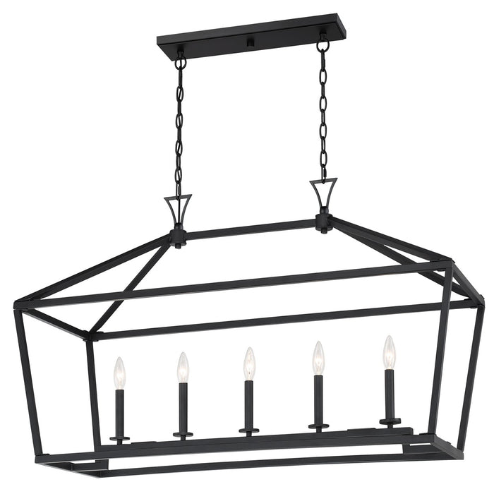 Savoy House 1-424-5-89 Five Light Linear Chandelier, Matte Black