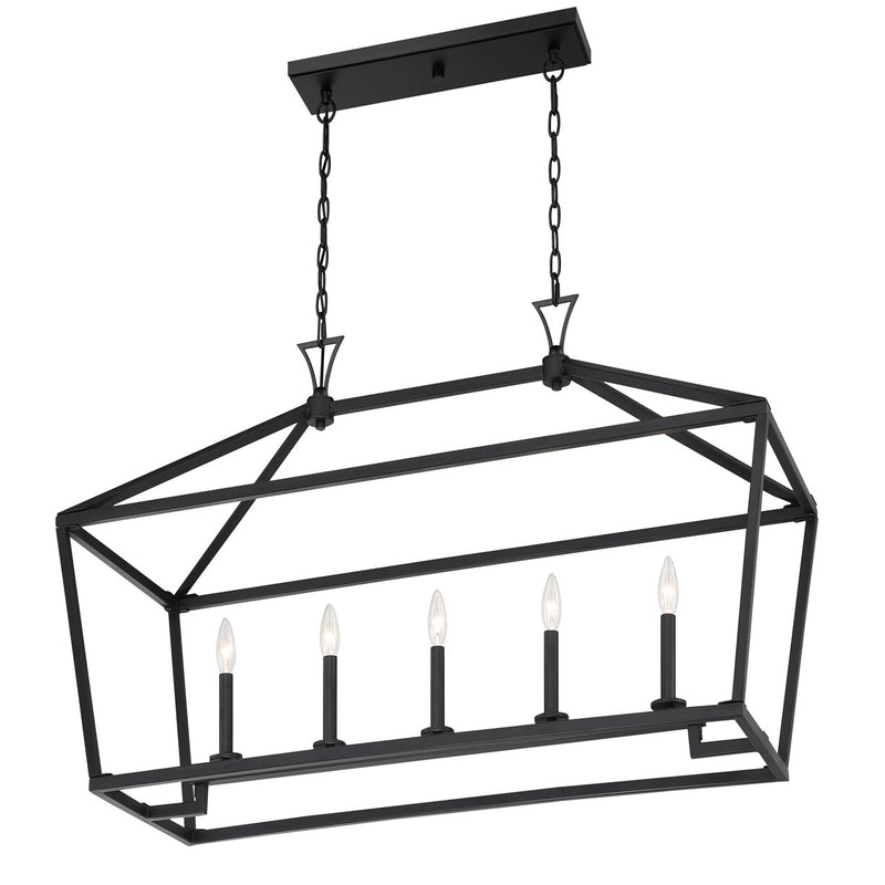Savoy House 1-424-5-89 Five Light Linear Chandelier, Matte Black