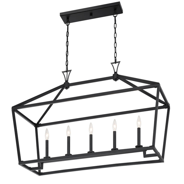 Savoy House 1-424-5-89 Five Light Linear Chandelier, Matte Black