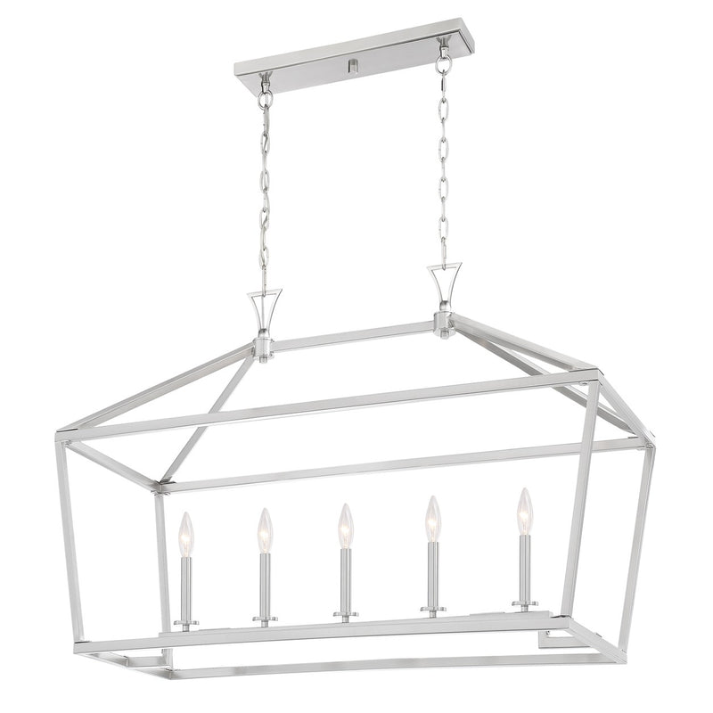 Savoy House 1-424-5-SN Five Light Linear Chandelier, Satin Nickel