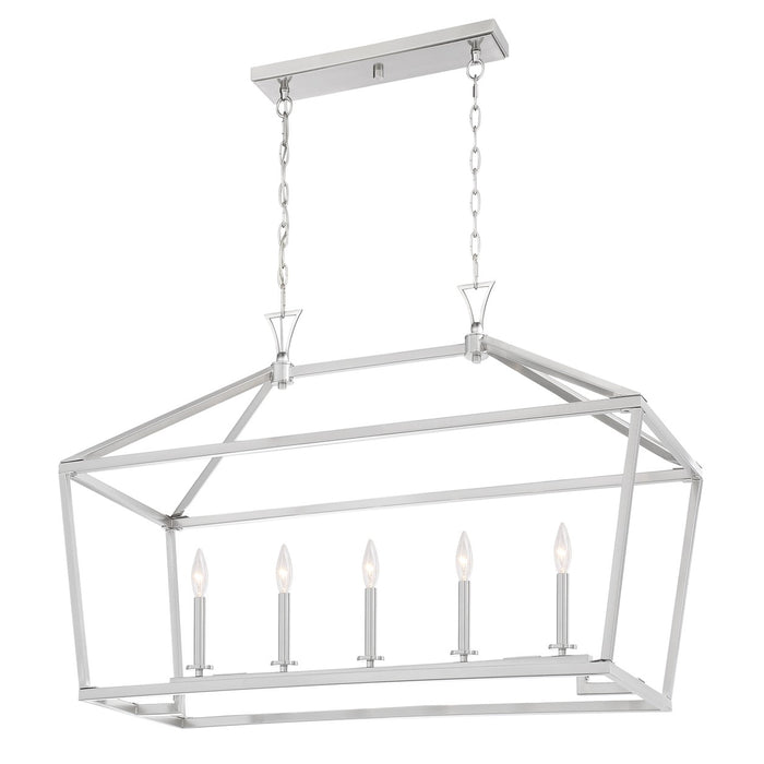 Savoy House 1-424-5-SN Five Light Linear Chandelier, Satin Nickel