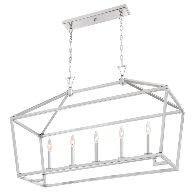 Savoy House 1-424-5-SN Five Light Linear Chandelier, Satin Nickel