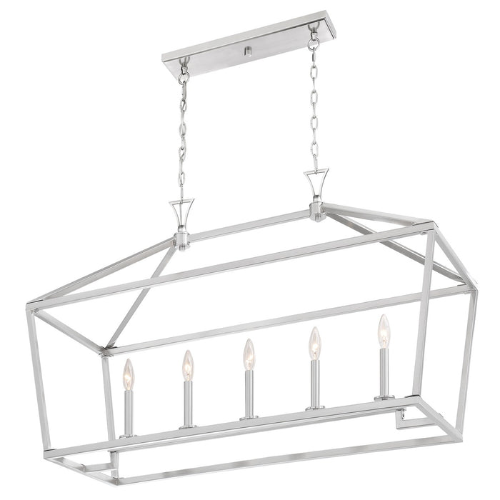 Savoy House 1-424-5-SN Five Light Linear Chandelier, Satin Nickel
