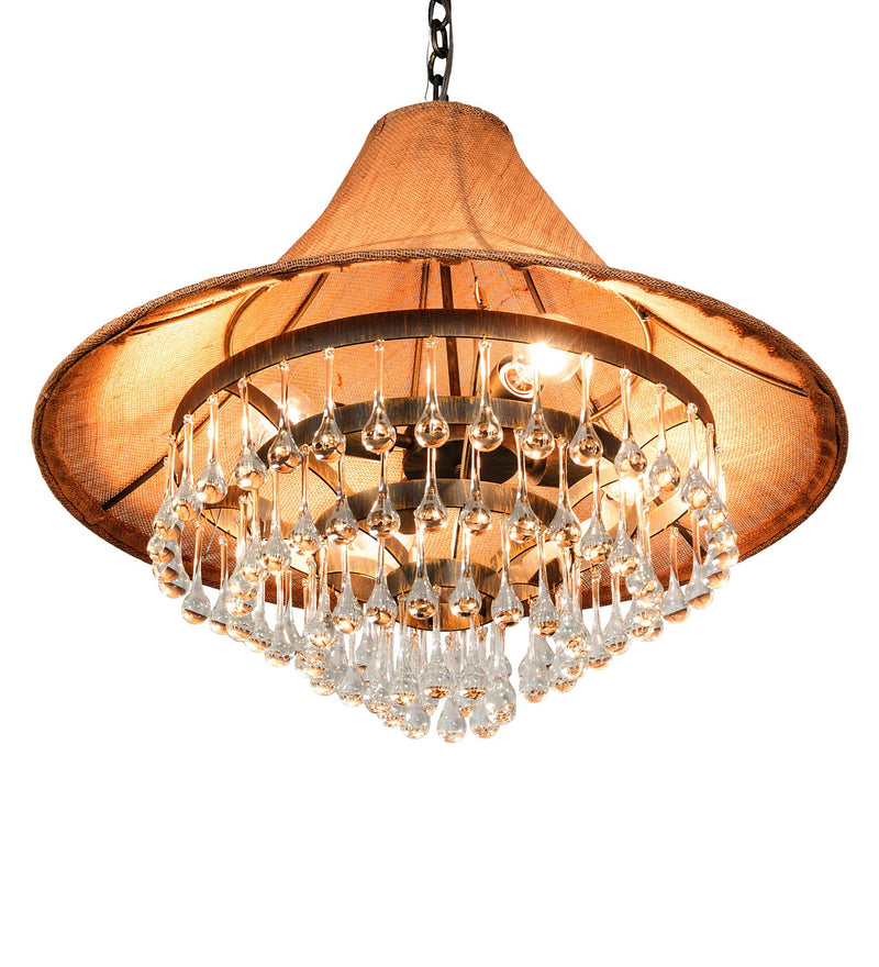 Meyda Tiffany 242373 Four Light Pendant, Antique Brass