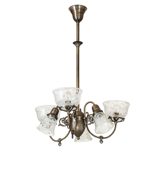 Meyda Tiffany 253212 Six Light Chandelier, Antique Brass