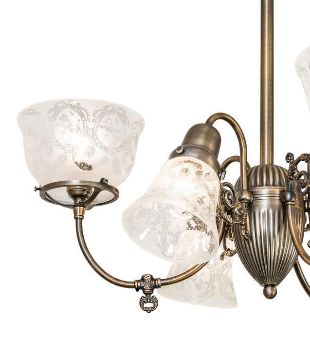 Meyda Tiffany 253212 Six Light Chandelier, Antique Brass