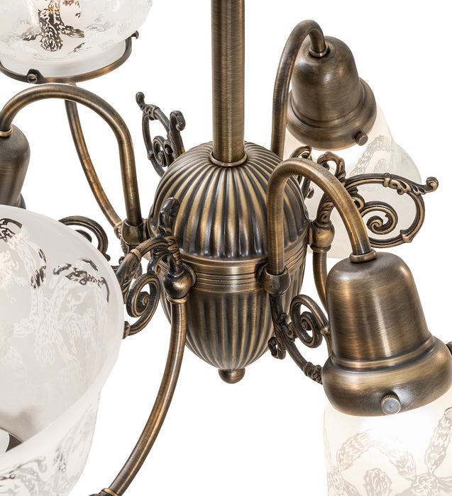 Meyda Tiffany 253212 Six Light Chandelier, Antique Brass