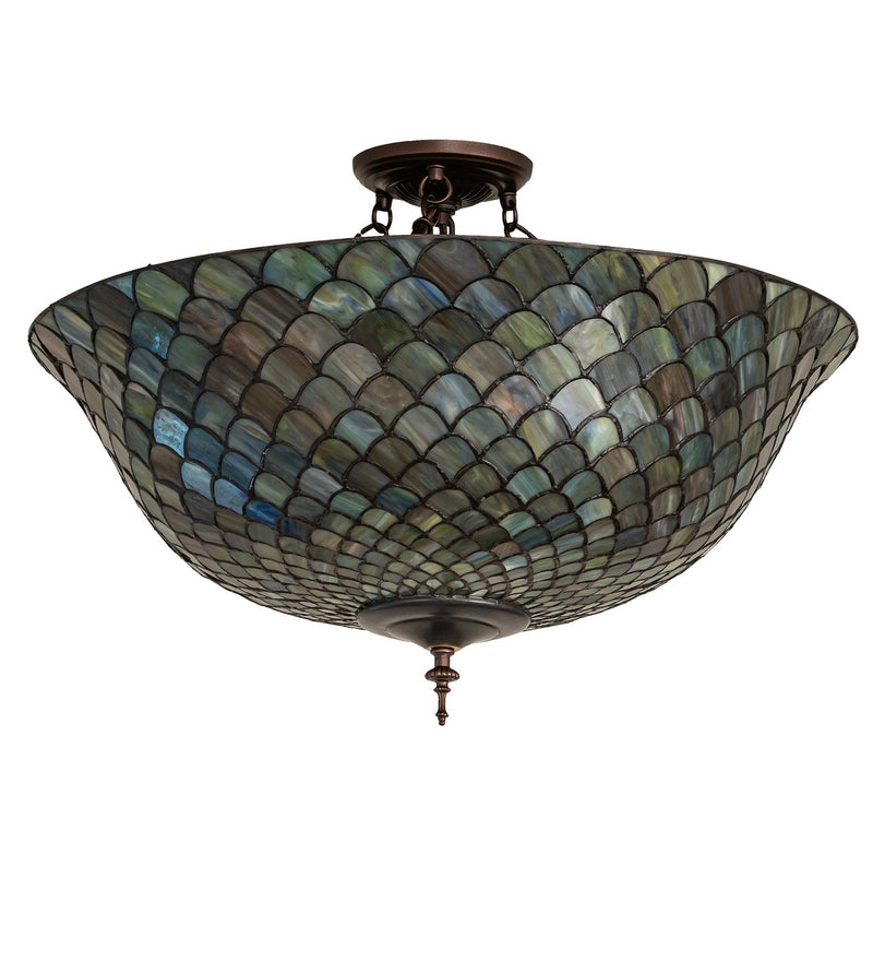 Meyda Tiffany 256191 Three Light Flush Mount, Mahogany Bronze
