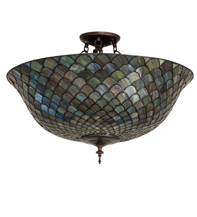 Meyda Tiffany 256191 Three Light Flush Mount, Mahogany Bronze