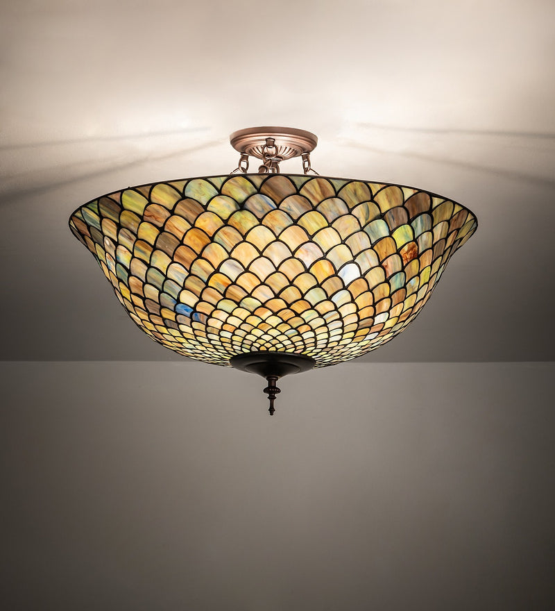 Meyda Tiffany 256191 Three Light Flush Mount, Mahogany Bronze