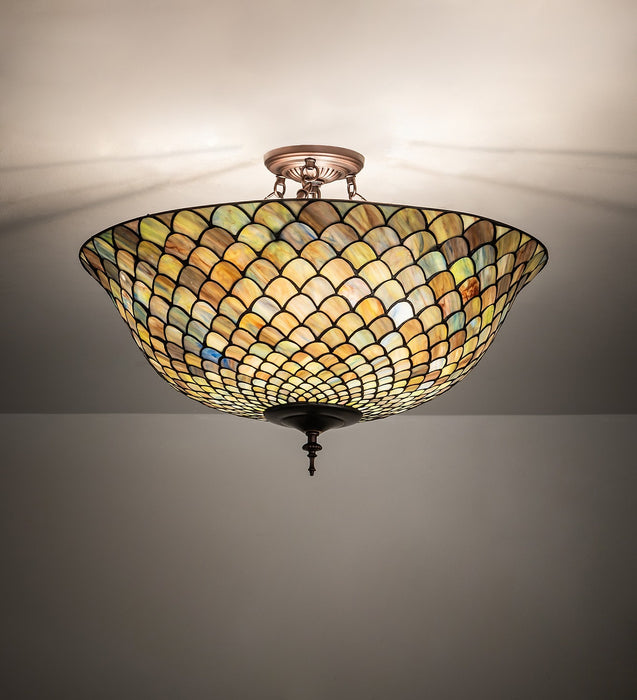 Meyda Tiffany 256191 Three Light Flush Mount, Mahogany Bronze