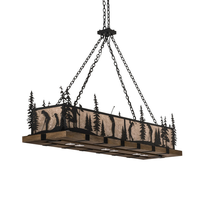 Meyda Tiffany 257673 LED Pendant, Blackwash & Faux Walnut Wood