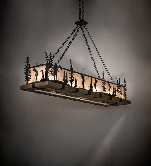 Meyda Tiffany 257673 LED Pendant, Blackwash & Faux Walnut Wood