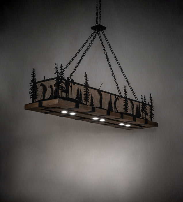Meyda Tiffany 257673 LED Pendant, Blackwash & Faux Walnut Wood